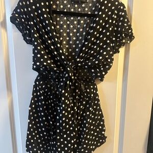 Medium white fox polka dot romper